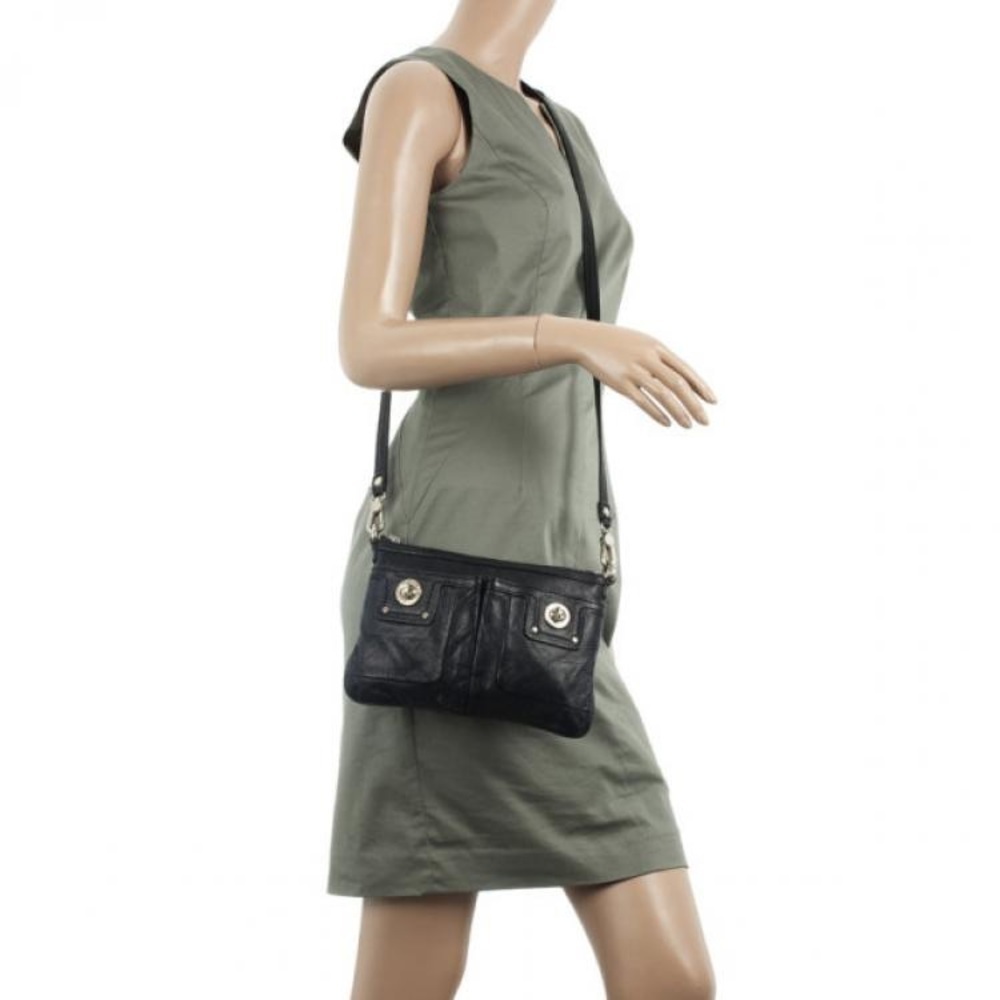 Marc by Marc Jacobs Black Leather Totally Turnlock Percy Crossbody Clutch
